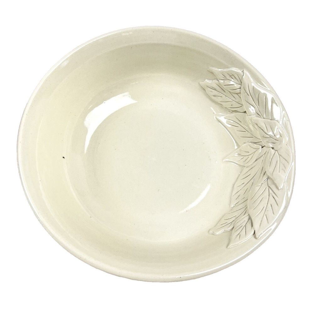 Studio Art Pottery Serving Bowl by Georgia Potter Beth Fallaize Applied Leaves